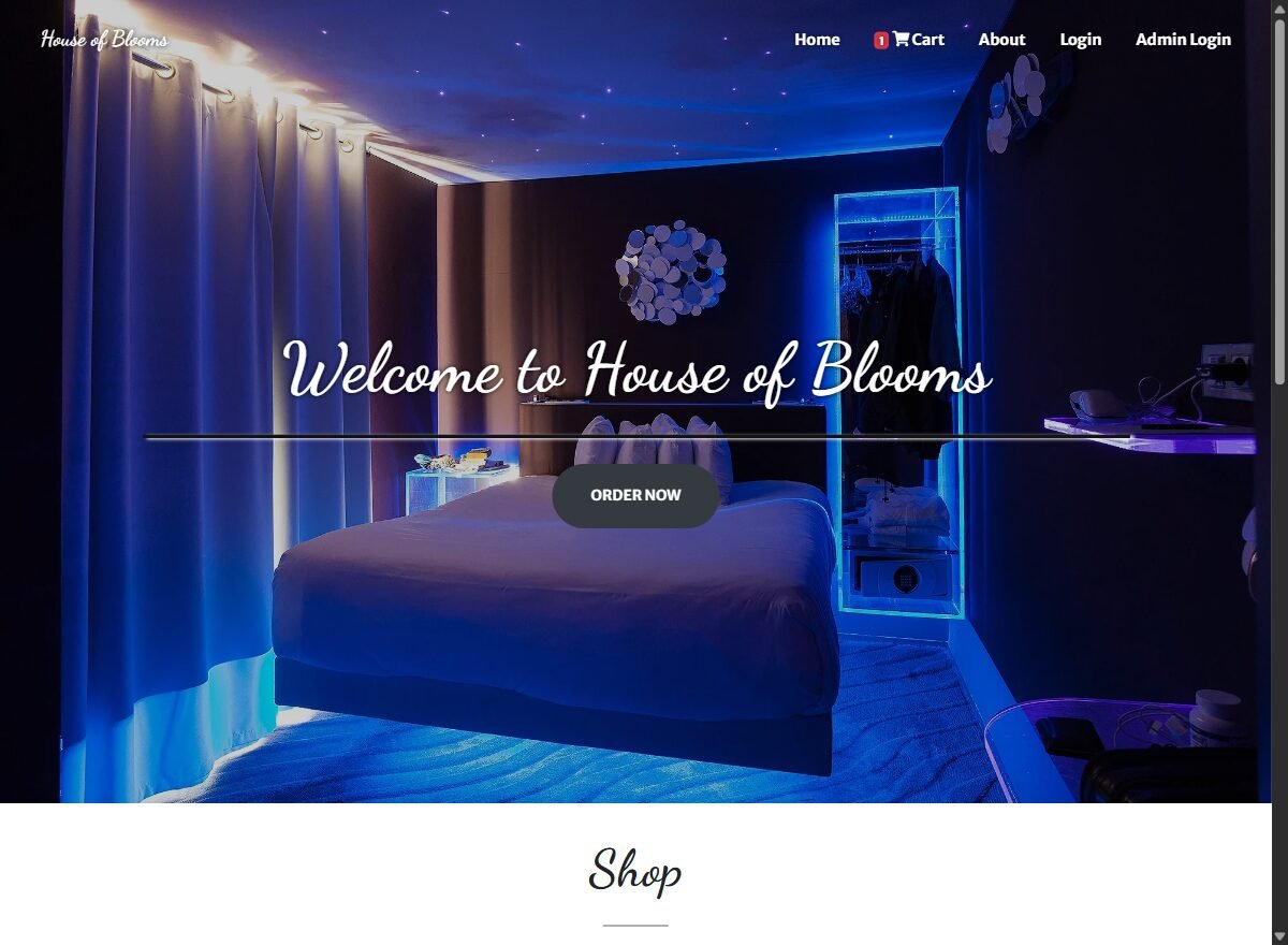 House of Blooms online store home page